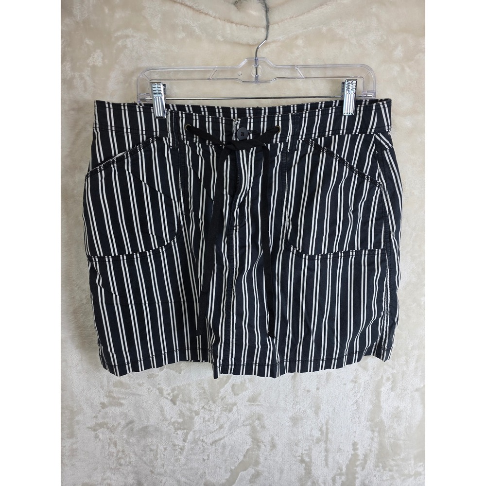 White Stag Womens Black White Striped Drawstring Mini Skirt Size 12 RN 52469